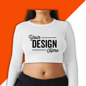 Custom Women's Ribbed Crop Long Sleeve T-Shirt